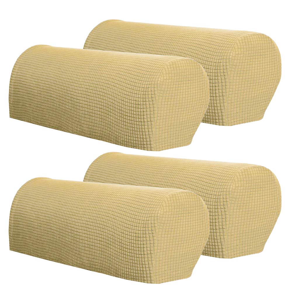 set of 4 sofa armrest covers non slip stretch arm furniture protector beige