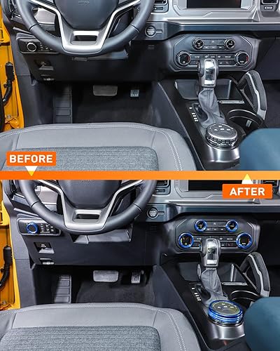 Miniatura 94 de Savadicar CKT01 Billet - Juego de molduras de perilla de control de aluminio, faros/4WD/HVAC, biseles de anillo de perilla de control climático