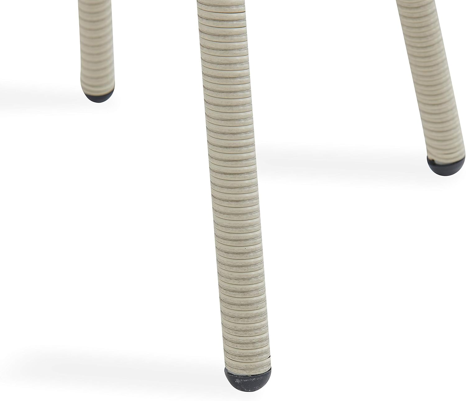 Beige Round Wicker Outdoor Accent Table with Glass Top and Storage