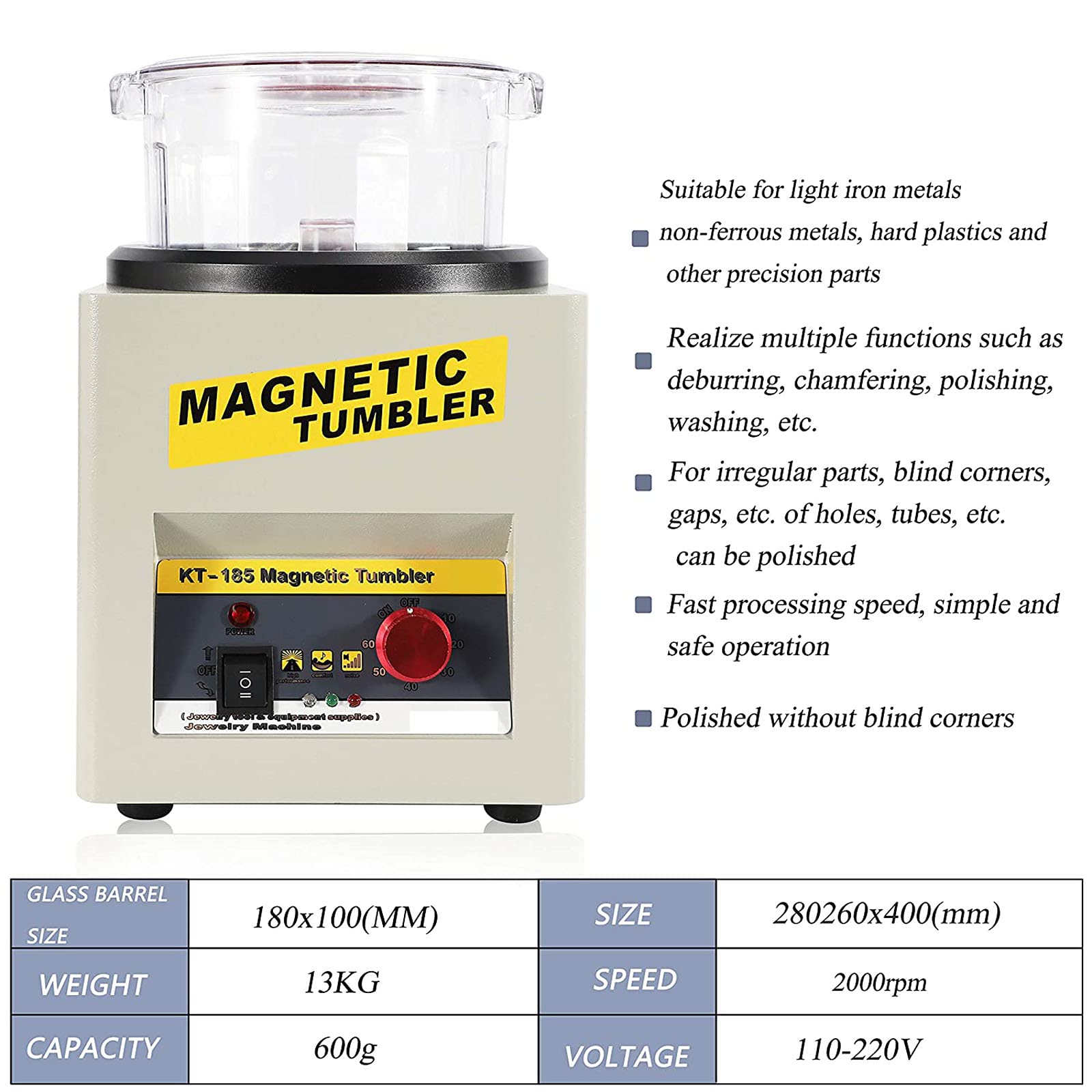 NEWTRY KT-185 Magnetic Tumbler Jewelry Polisher Polishing Machine (220V)