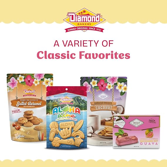 Diamond Bakery Aloha Kine Creem Crackers | Hawaiian Shaped Snack Crackers 13.5oz, 3-Pack (Each 4.5oz Bag Contains 4 Servings)
