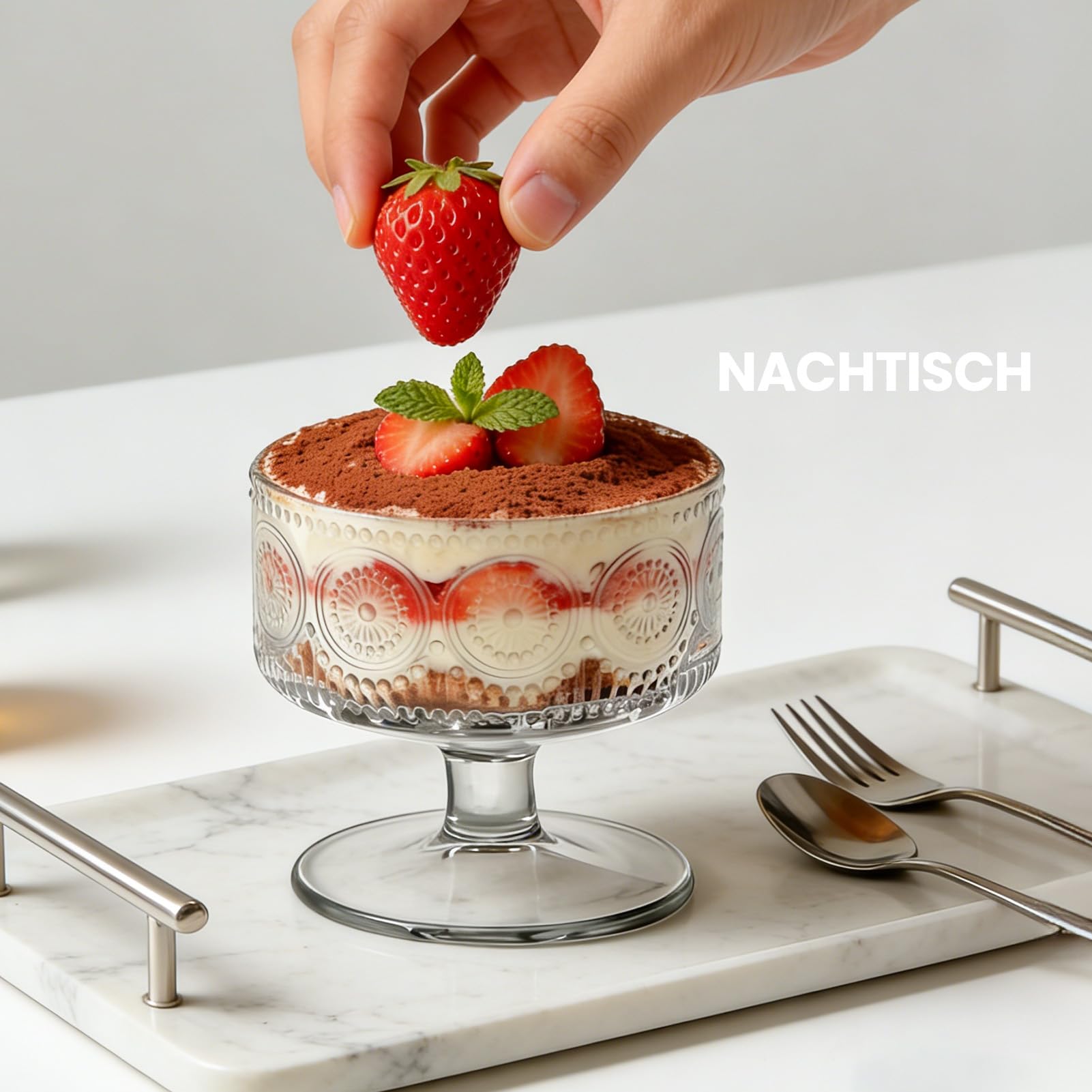 6 ciotole da dessert in vetro, per gelato, gambo corto, girasole, gamberetti, bicchieri da cocktail, antipasti, macedonia, budino, ciotole da cocktail con piede (n. T1808)