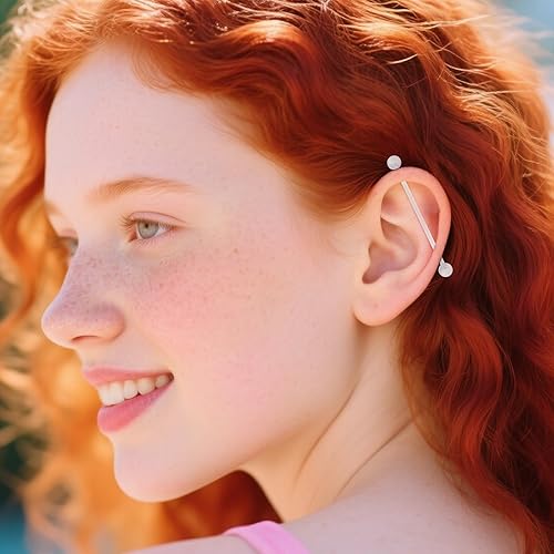 Miniatura 4 de DBella Aretes de cartílago de barra industrial bioplasto flexible transparente de 14G para embarazo deporte maternidad ombligo ombligo piercing
