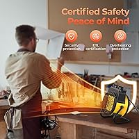 Vista 6 de TRUSTECH Calentador de invernadero, calentador eléctrico para exteriores de 1500 W, calefacción 3S y 3 modos de calor, protección contra