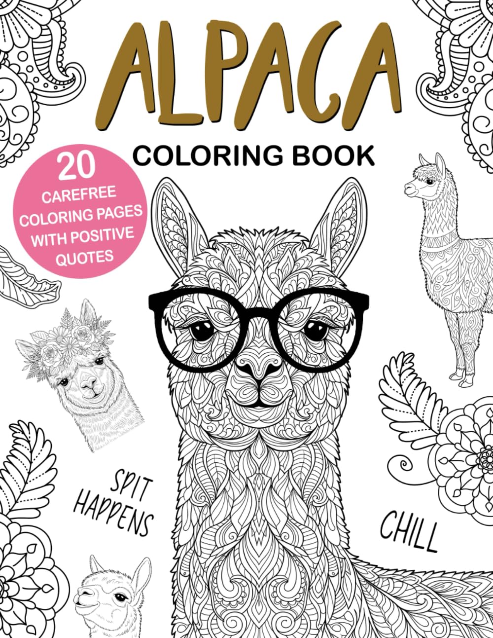 Alpaca Coloring Book: Easy and Relaxing Designs for Stress Relief and Fun, A Cute Animal Coloring Book for Alpaca Lovers, Perfect Gift Idea