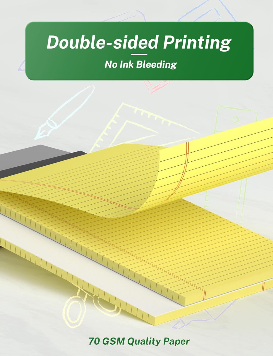 Legal Pads 8.5 x 14, Wide Ruled Legal Pads, 12 Pack Yellow Paper 8.5 x 14, 30 Sheets per Notepad, Large Writing Pad for Office Supplies, College, Micro Perforated Lined Writing Pads, 70 GSM - Image 4