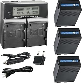 Kastar 3-Pack BP-A68 Multifunction Battery and AC LCD Dual Fast Charger Compatible with Canon XF605 4K UHD, Canon XF705 4K UHD, EOS C200, EOS C200B Cinema Camcorder, EOS C220B PL Mount 4K UHD Camera