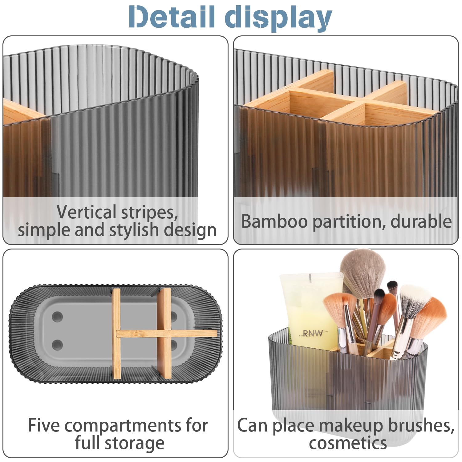 CHONLY 5 Slots Toothbrush Holder, Bamboo Electric Toothbrush Holder - Image 3