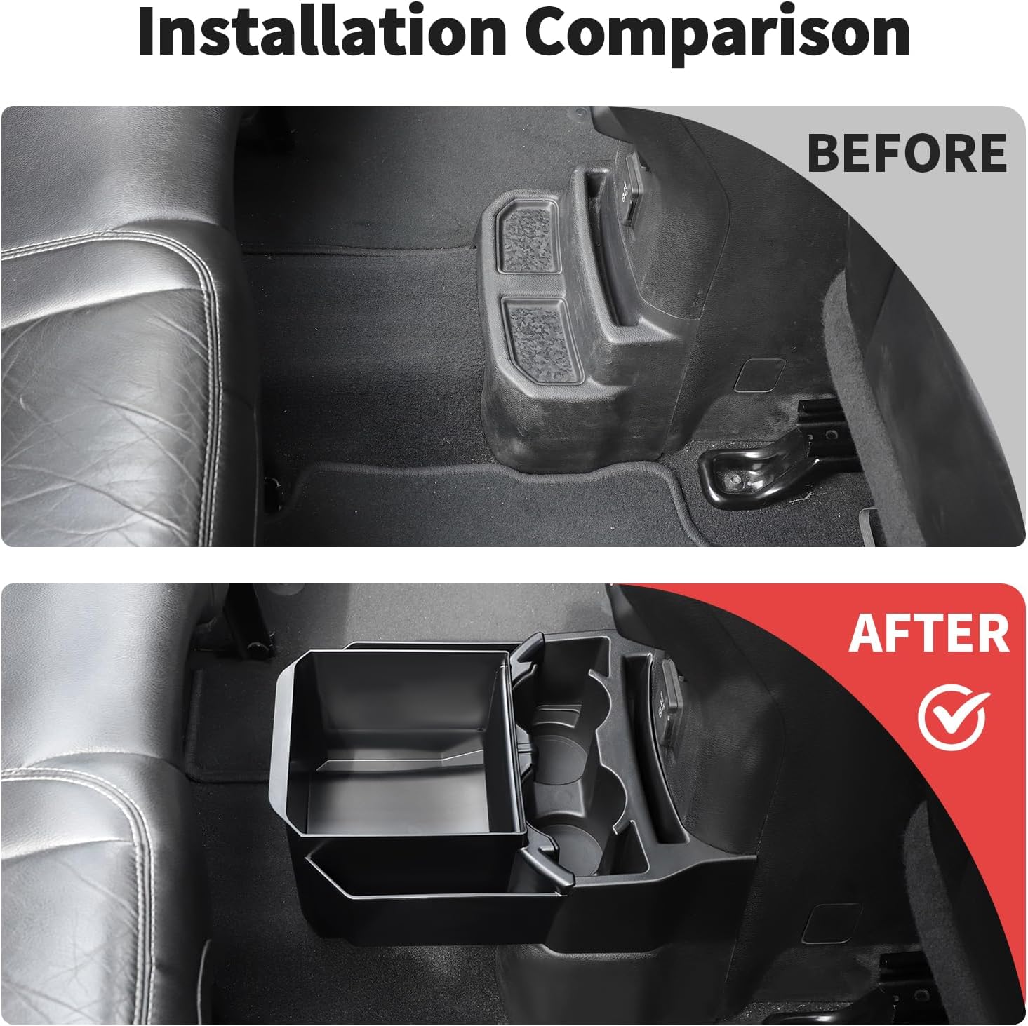 JWWY Rear Cup Holder Storage Box Fit for 2018-2026+ Jeep Wrangler JL JLU & Gladiator JT, Seat Cup Holder Organizer Insert Black, 2PCS