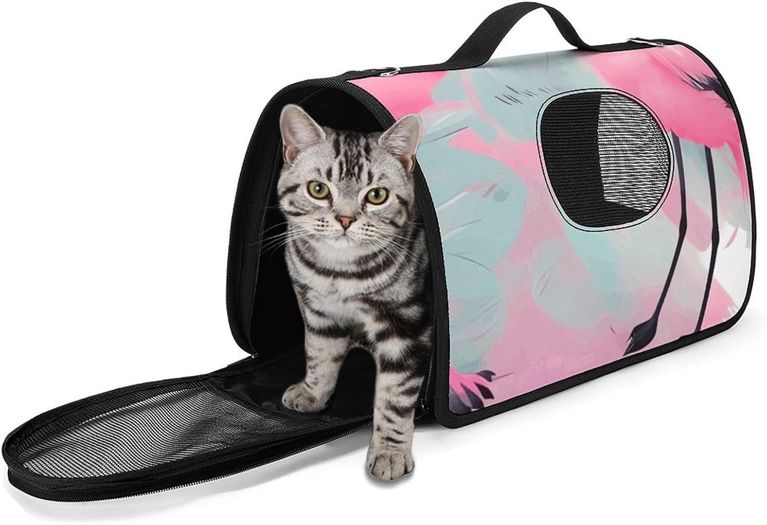 Pet Handbags, Love Flamingo Printed Pet Handbags,folding Pet Bags,new Pet Handbags,universal Pet Handbags, 45X26X23.5cm