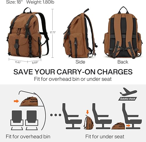 Miniatura 5 de mixi Mochila de viaje para mujeres y hombres, mochila para portátil de 18 pulgadas, aprobada para vuelos, para portátiles de 16 pulgadas, ligera,