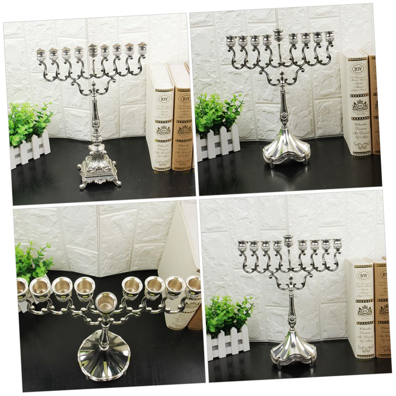 Alipis Candelabro de 9 Brazos de Aleación de Zinc, Estilo Europeo Antiguo, Color Plata, Decoración Elegante para Bodas, Fiestas y Navidad