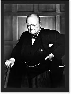 Artery8 Vintage Photo Portrait Winston Churchill Britain Prime Minister UK Artwork Framed Wall Art Print A4