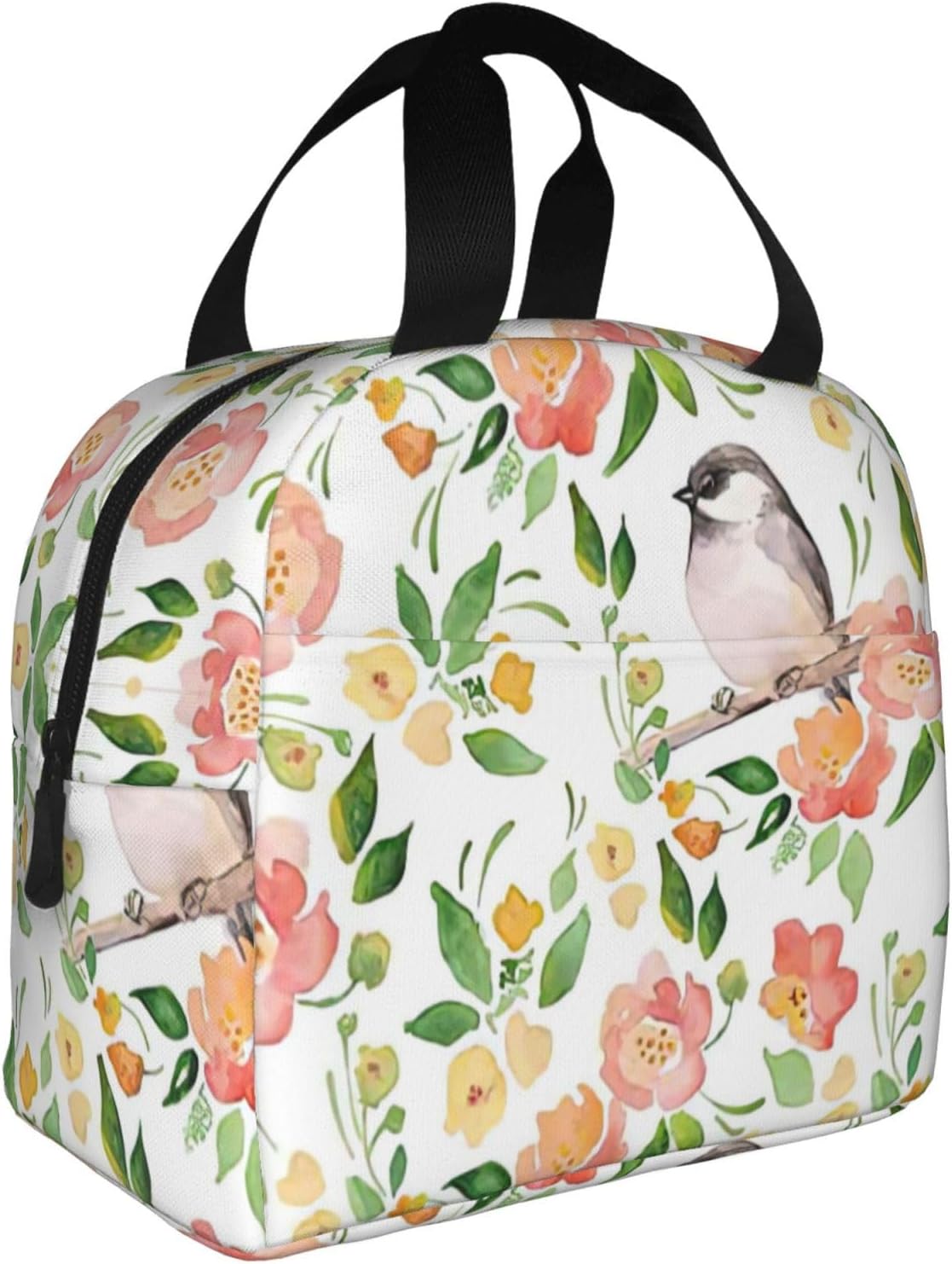 Flower and Bird Print Lunch Box Adult for Women Men Reusable Insulated Lunch Tote Bag for Work Picnic image 2