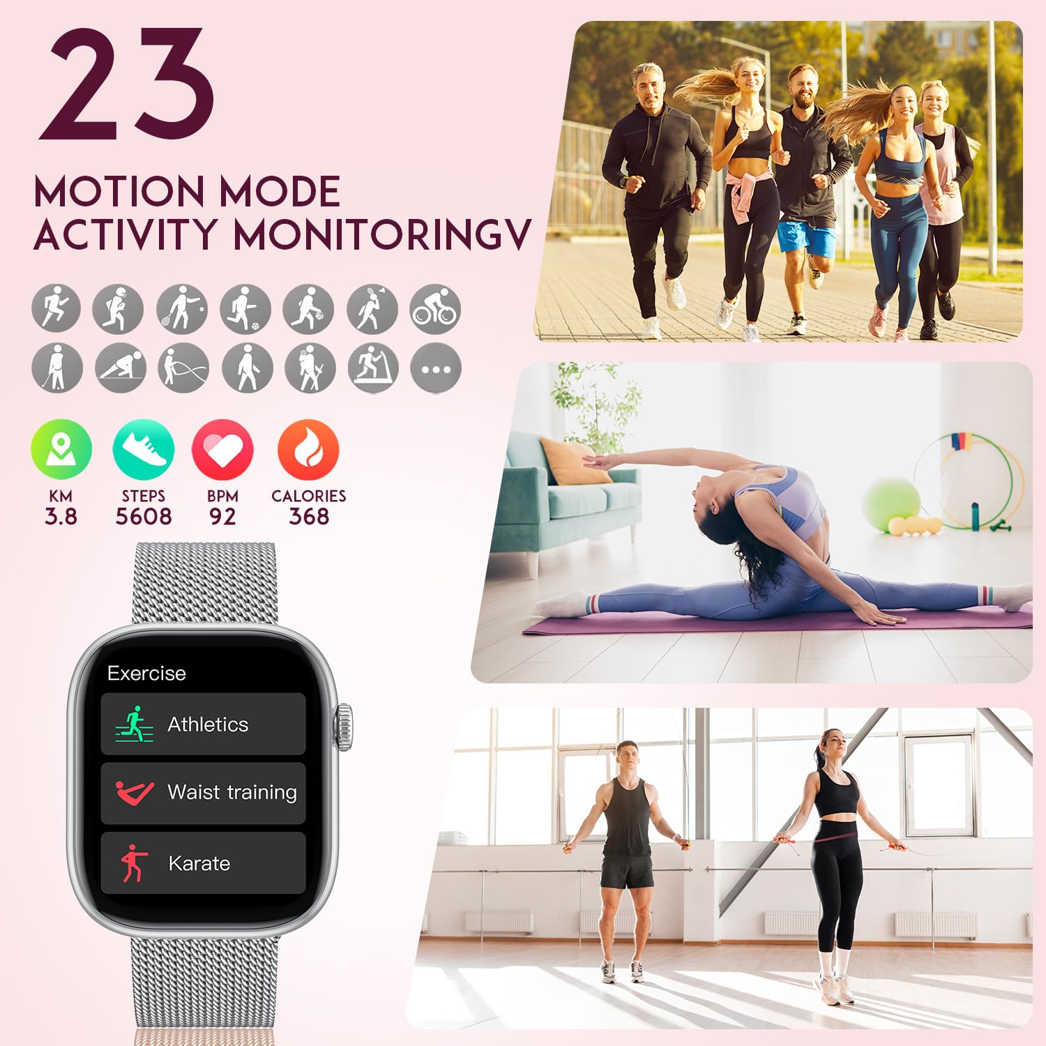 Smartwatch Donna Orologio con Chiamate Bluetooth: 1.83" Smart Watch con Quadrante Dinamico Contapassi Monitoraggio Sonno Sportivo Fitness Tracker IP67 impermeabile AI Vocale Compatibile Android iOS
