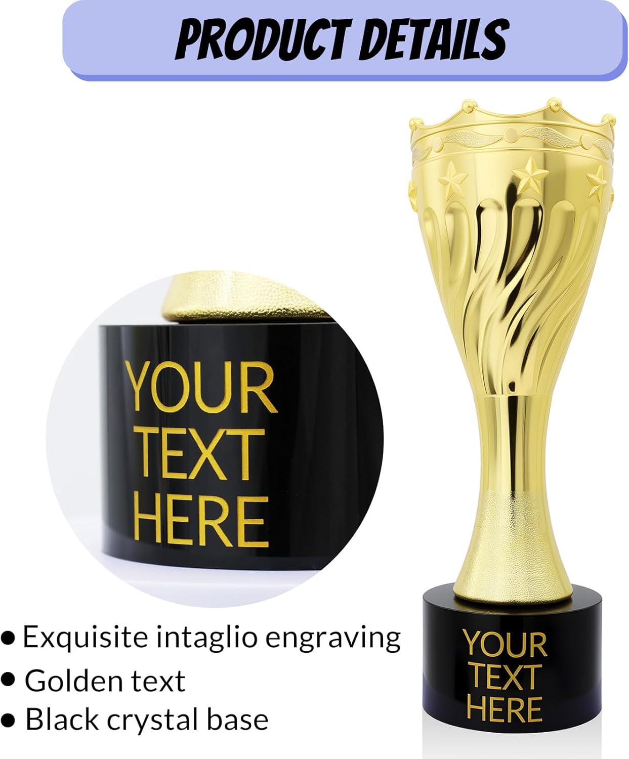 Personalized Trophy, Custom Trophy with Text, Gold, Silver, and Bronze Metal Trophies, Ideal for Any Awards Ceremony, Competition, Team Achievement, Or Individual Accomplishment
