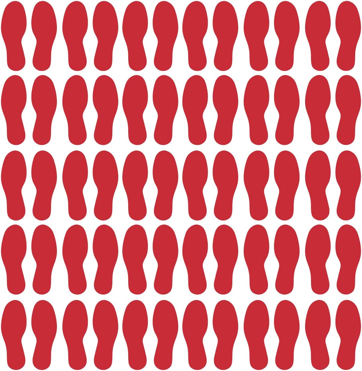 LiteMark Removable Matte Finish Red 9 Inch Medium Size Footprint Decal Vinyl Stickers | Great for Floors, Ceilings, Walls, and Most Smooth Surfaces | Pack of 60 Footprints (30 Pairs)