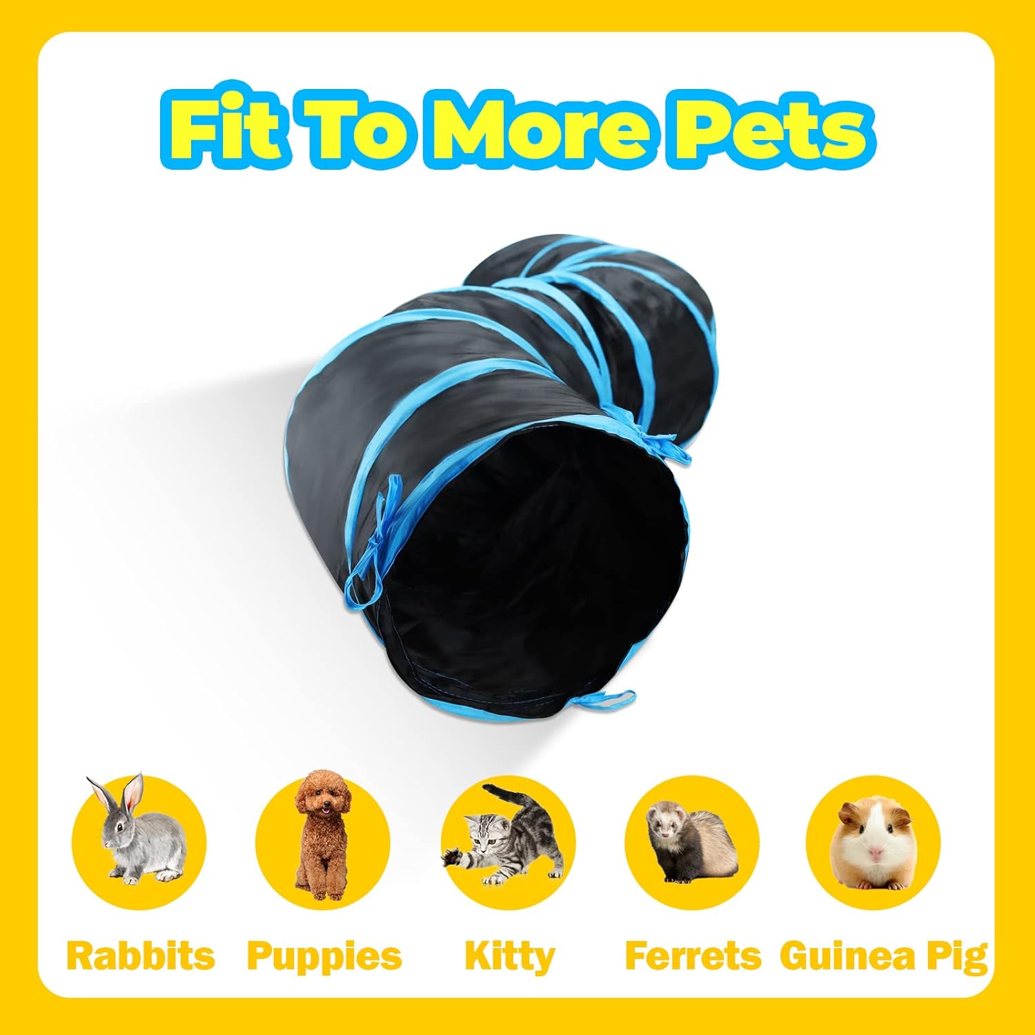 2pack Collapsible Cat Tunnel, Cat Tunnels for Indoor Cats Pet Play Tunnels 3Ways + S-Type Rabbit Tunnels for Indoor Bunnies Crinkle with Interactive Ball -Black