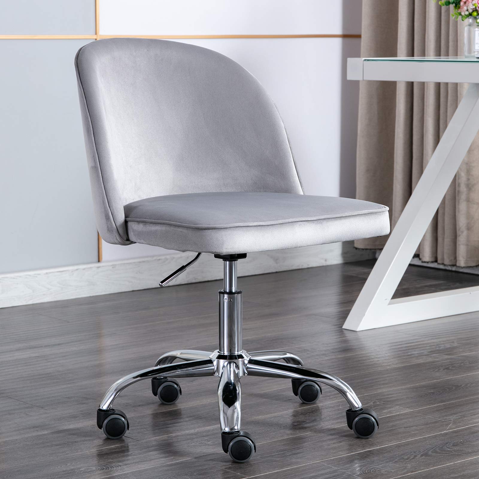 Kmax Task Chair, Desk Chair Armless Design for Small Home and Office, Silver Blue 