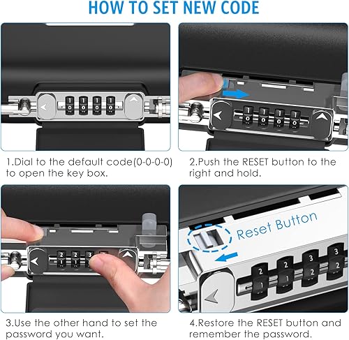 Miniatura 6 de AMIR Caja de seguridad portátil, caja de seguridad con combinación de 4 dígitos para viajes, mini caja de seguridad portátil resistente al agua con