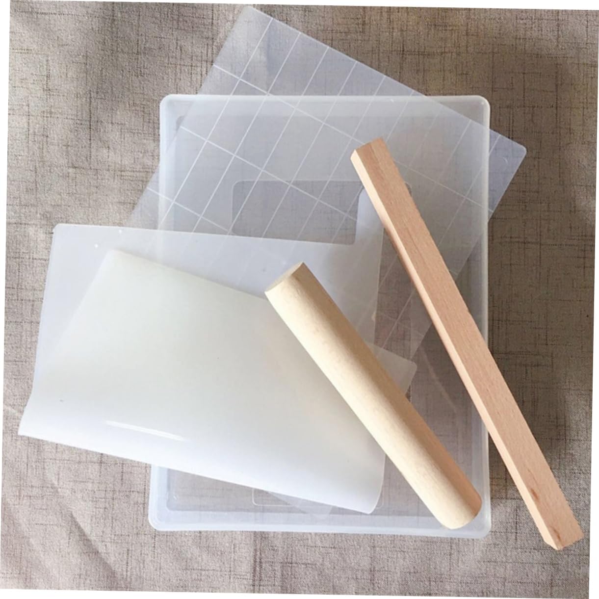 Nougat Making Kit Non-stick Baking Plate Silicone Mat White Box and Stick for Handmade Candy Pastry Mold for Nougat Biscuits