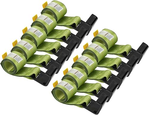 Mytee Products Paquete de 10 correas de cabrestante verde de 4 pulgadas x 5 pies con gancho plano grande para camión rodante, límite de carga de