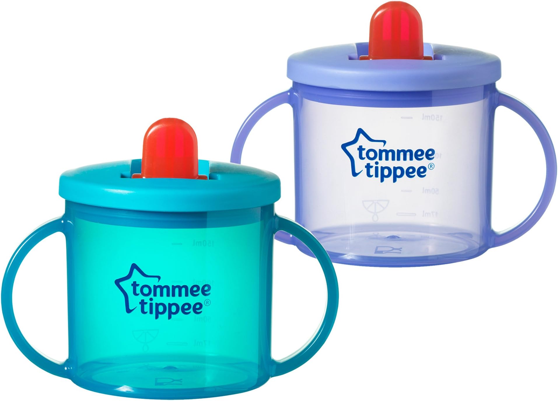 Tommee Tippee Free Flow Trainer Cup with Handles, BPA-Free, 6oz, 2 Count (Designs May Vary)