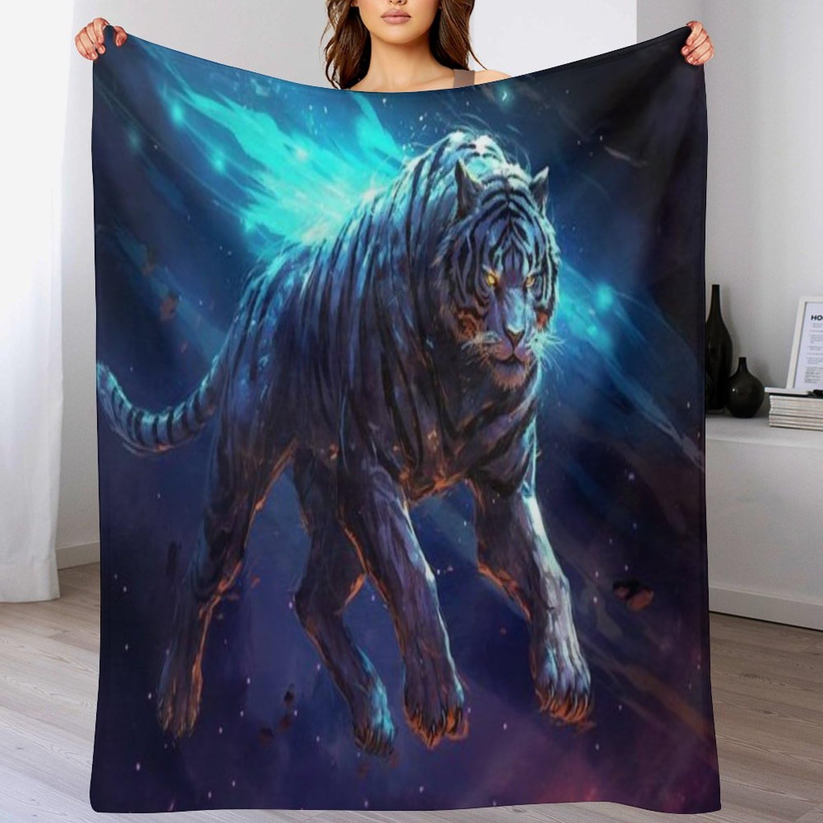 Plaid tigre chaud en flanelle contre le froid du canapé