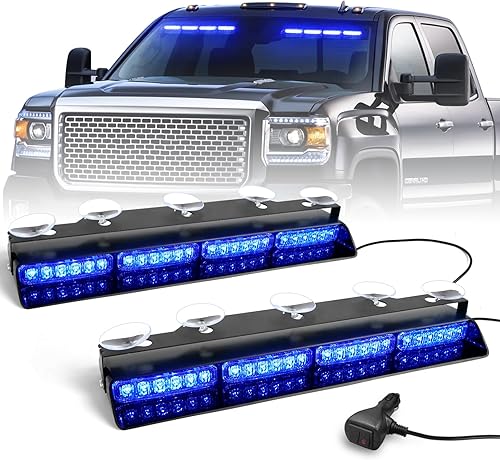 Miniatura 51 de HLauto Luces estroboscópicas de emergencia 6Z4J: luces de seguridad blancas rojas de 2 x 16.8 pulgadas, 48 luces LED intermitentes de advertencia