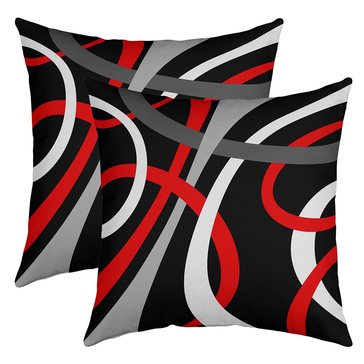 Set Di 2 Federe Decorative Per Cuscino 50x50 Cm Con Motivo Grafico Da Parrucchiere - Microfibra Poliestere Con Cerniera