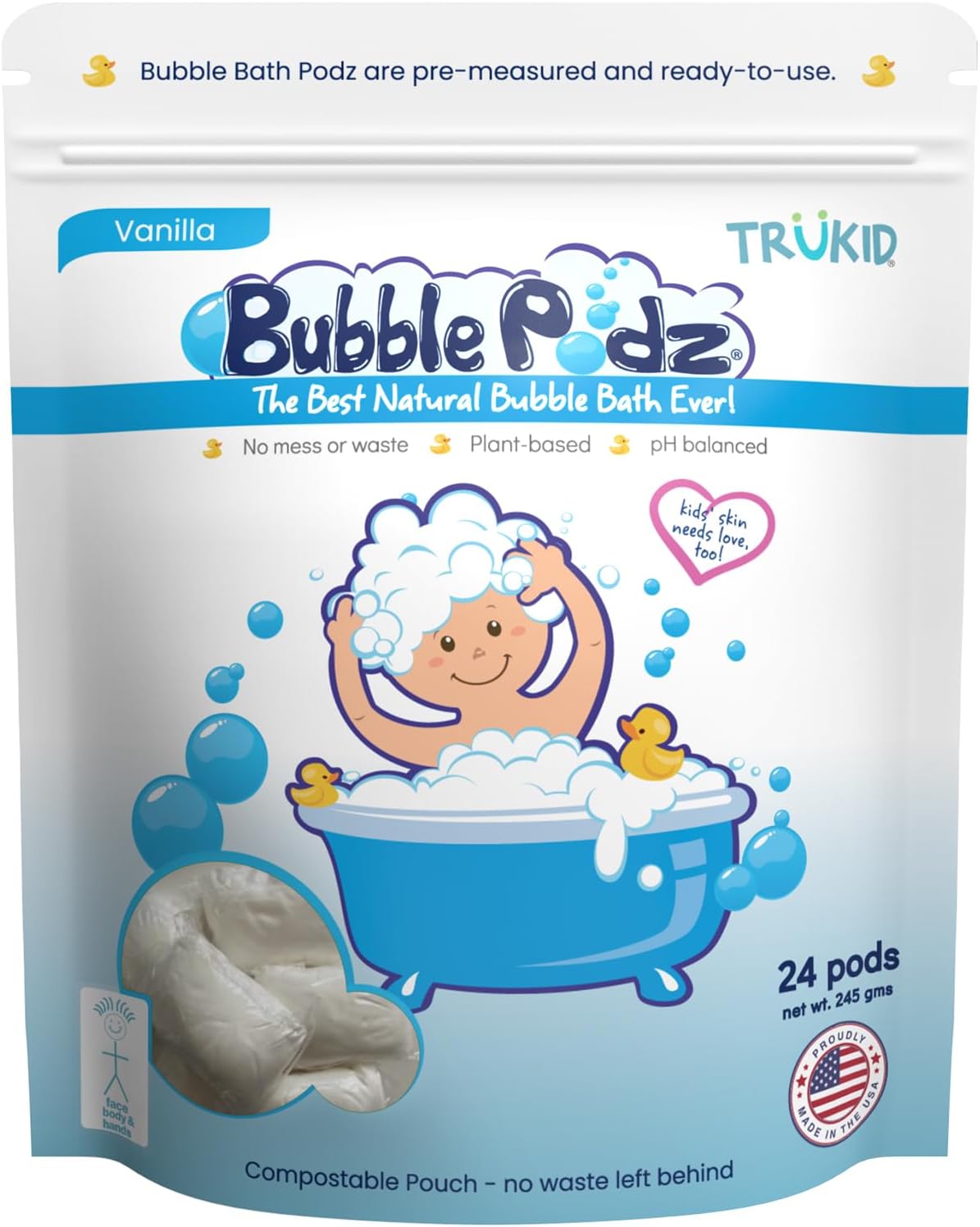 TruKid Bubble Podz Bubble Bath for Baby & Kids, Gentle