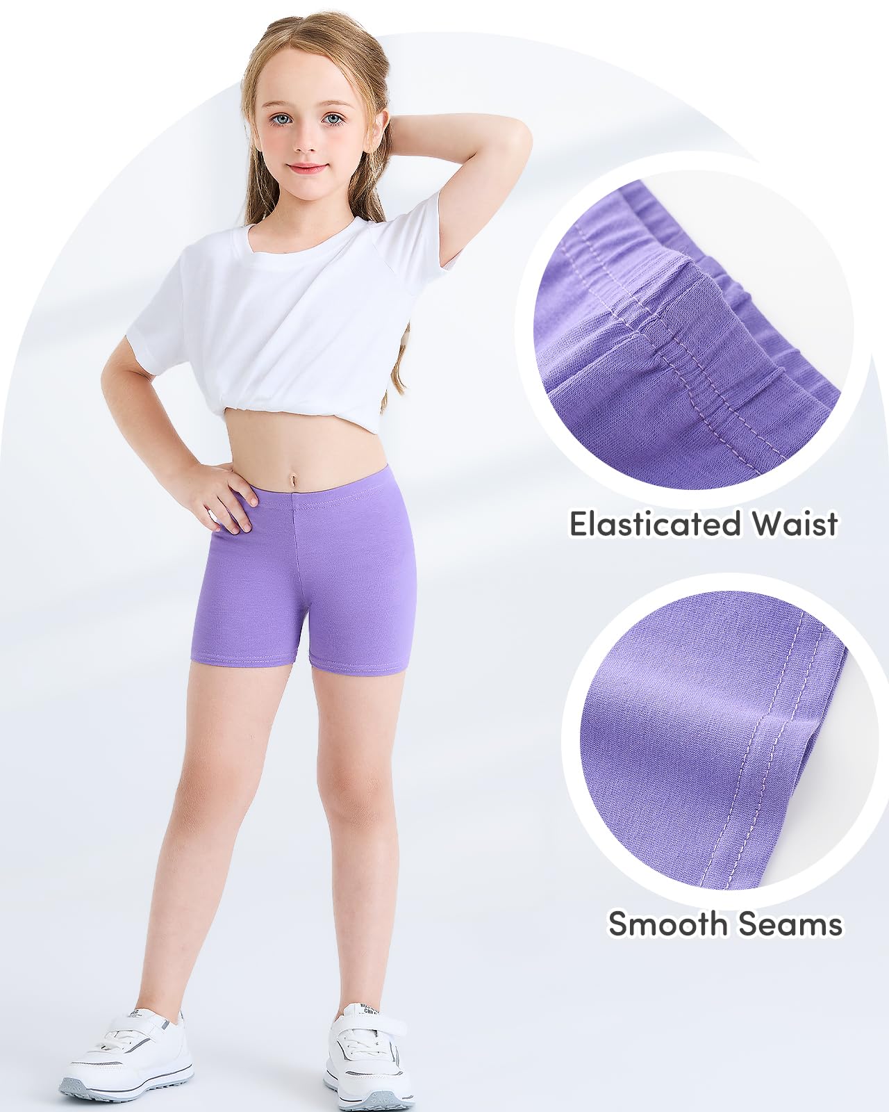 Adorel Pantalones Cortos Algodón Mallas Cortas Shorts para Niña Pack de 6