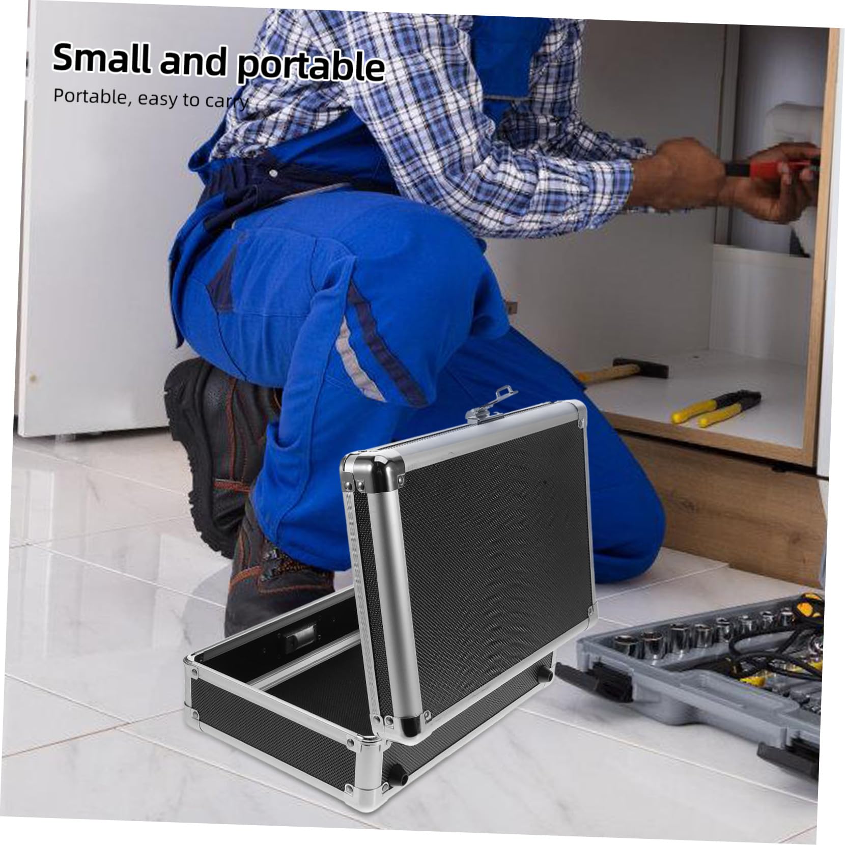 DOITOOL Boîte à Outils Aluminium avec Cadenas à Code Mallette Portable Vide pour Rangement Outils à Main Caisse Multifonction pour Bricolage et Usage Domestique