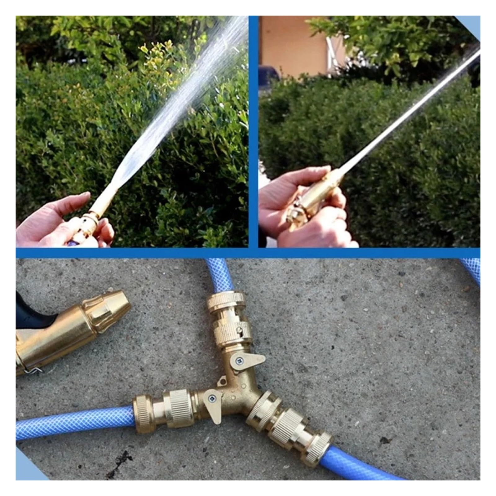 Sdoppiatore valvola per tubo flessibile, adattatore rapido a forma di Y, rubinetto da giardino in ottone a 2 vie, per rubinetto esterno, durevole e facile da usare