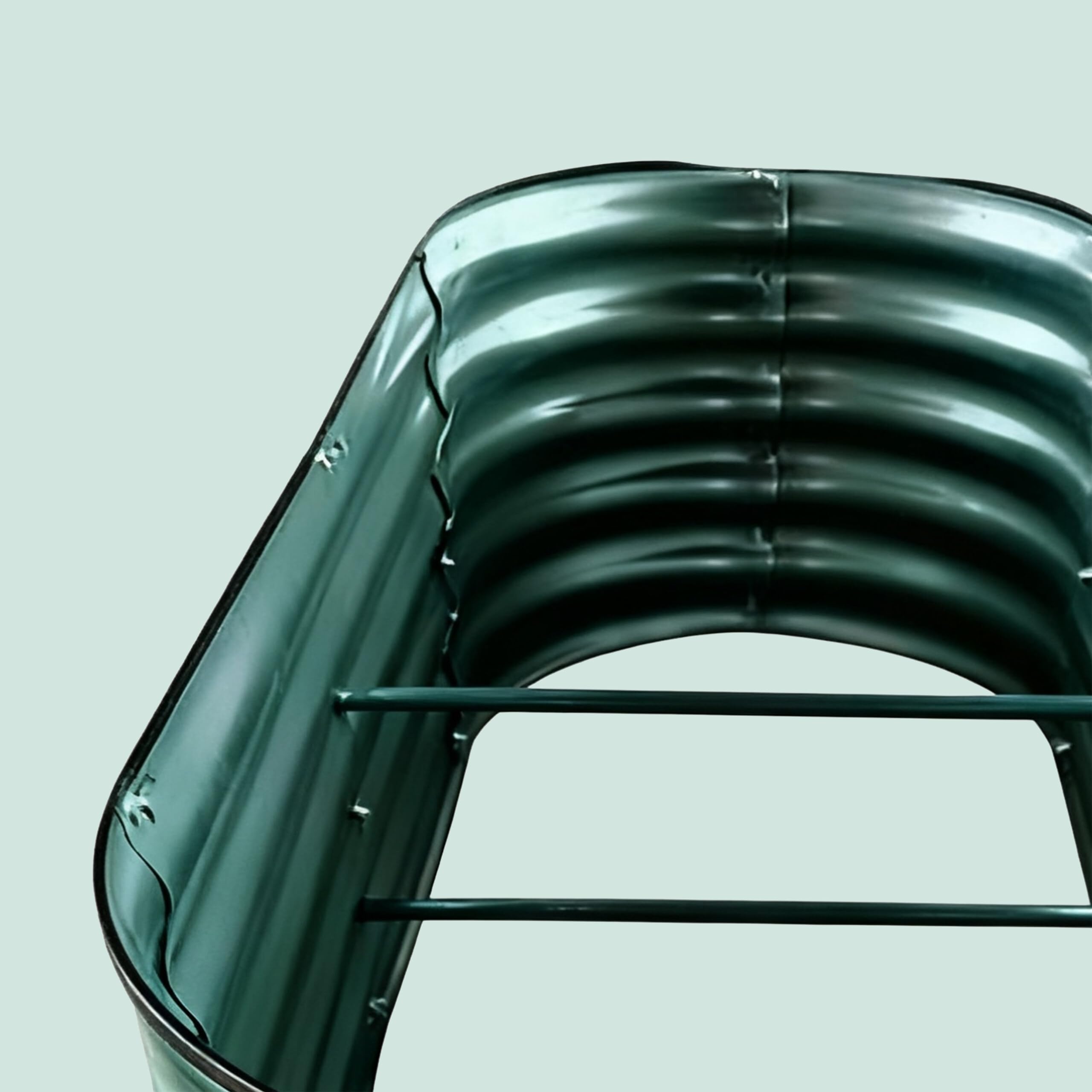 Relaxdays Bac Potager surélevé, métal galvanisé, 45 x 150 x 60 cm, Ovale, Vert, pour Fleurs, Plantes et légumes