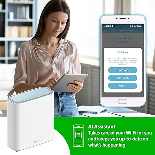 Miniatura 9 de D-Link M32, Eagle Pro AI WiFi 6 Lifestyle Router - Red de Internet inalámbrica inteligente, compatible con Alexa y Google, AX3200