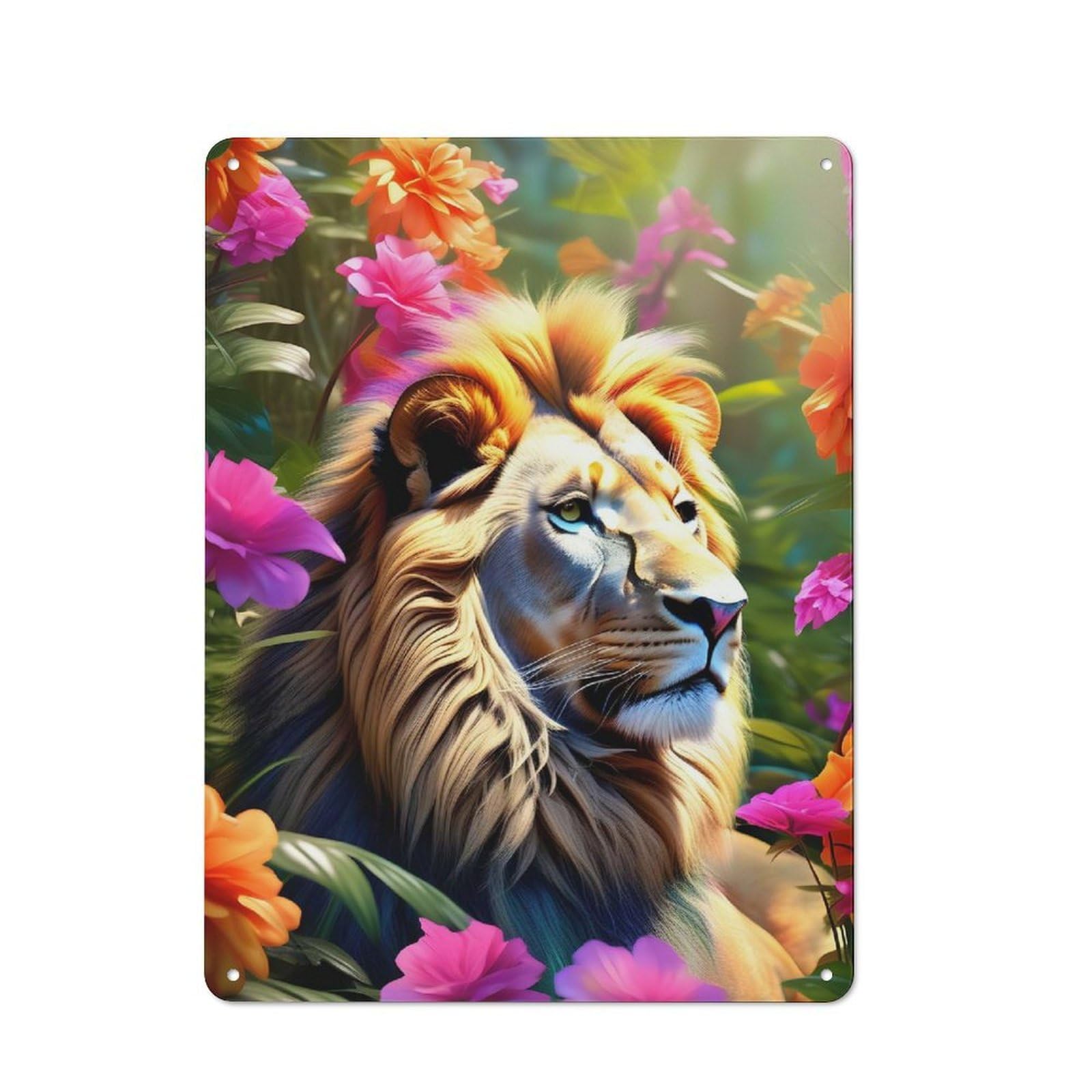 Junmoney Floral Roar Vintage Tin Sign 40X30cm For Lounge Or Reading Corner, For Reading Corner Decorators