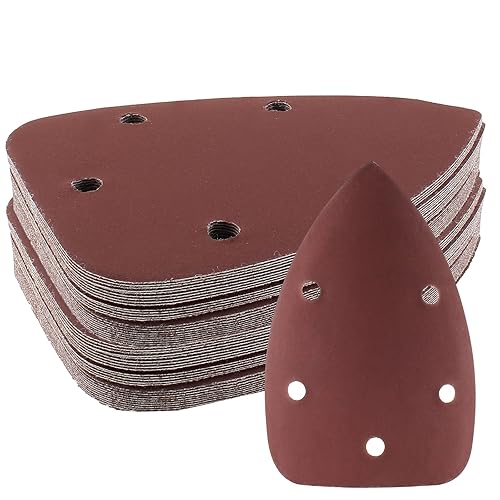 Miniatura 12 de 50 piezas de lijadora de grano 60 con detalle de ratón, papel de lija de 5 agujeros, almohadillas de lija de gancho y bucle, hojas de lijado