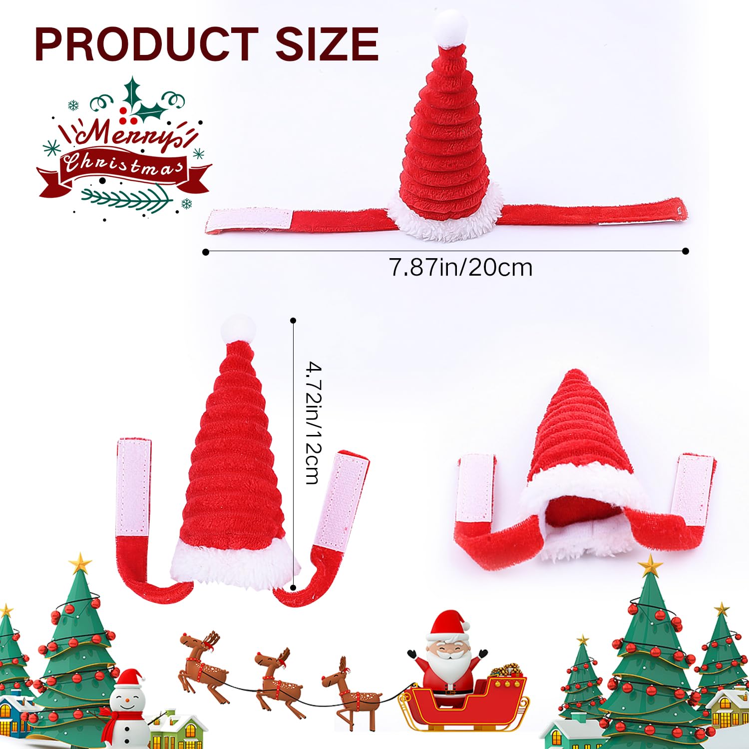 BORFUE 5pcs Hamster Christmas Hat Warm Winter Santa Hat Xmas Small Animal Headwear for Rabbit Hamster Bunny Rats Kitten - Image 2