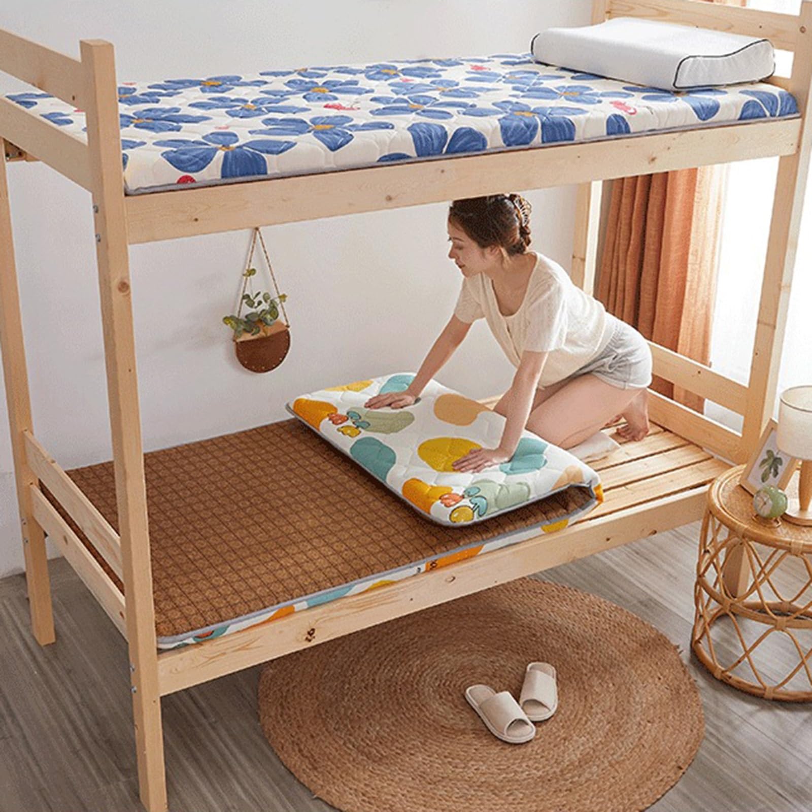 Japanische Futon-Matratze, Rattan-Matte Für Zwei Zwecke, Aufrollbare Matratze, Tatami-Matte, Tragbare Und Faltbare Camping-Matratze, Matratze Für Studentenwohnheime (Color : A, Size : 120x200cm)