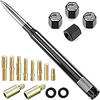 Vista 25 de Antena de camión para automóvil con tapas de válvula de neumáticos, bandera estadounidense, repuesto corto universal para GMC Sierra, Chevy