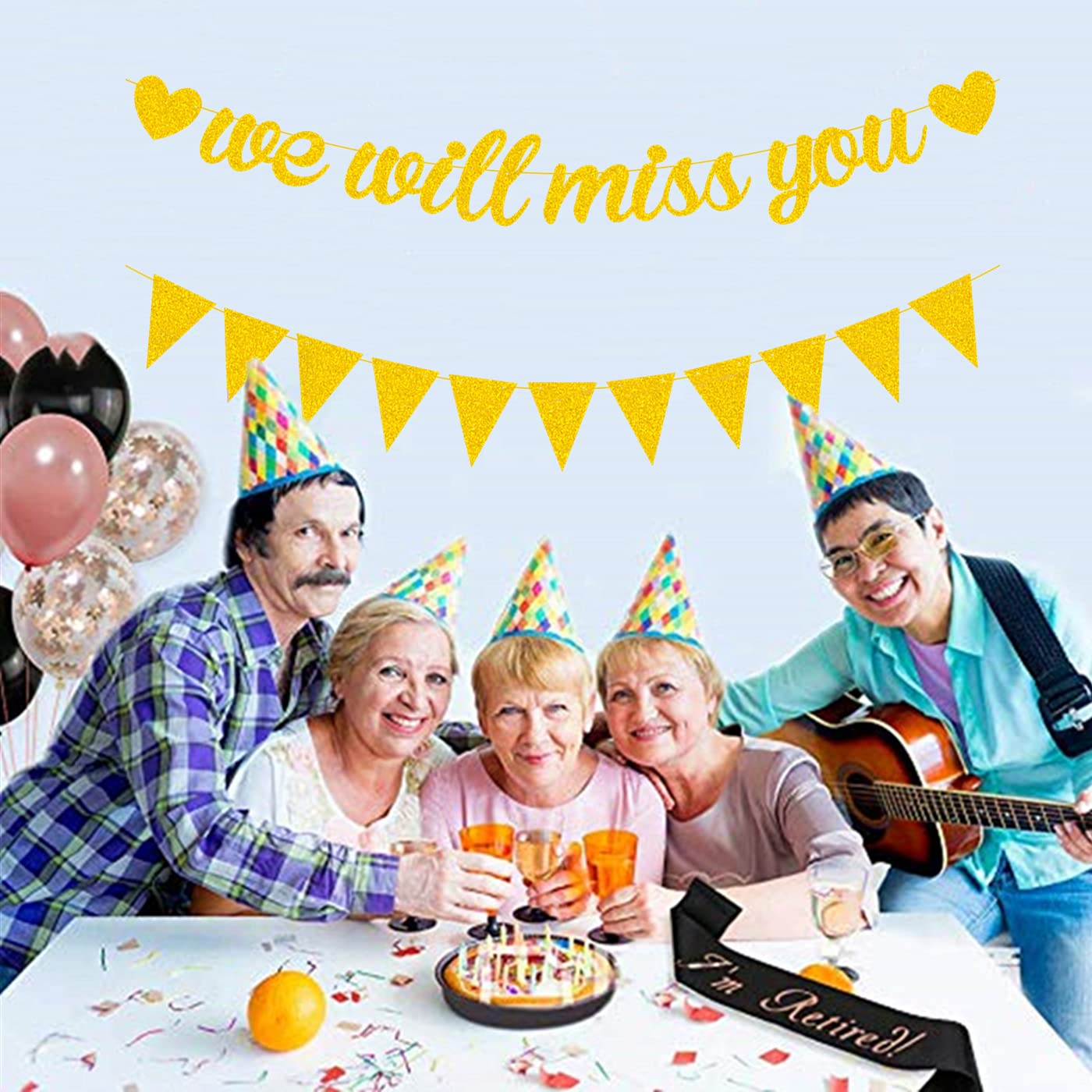 HOWAF Decorazioni Feste Addio, Ci Mancherai Banner We Will Miss You Banner Pensionamento Palloncini Good Luck Palloncini Decorazioni per Feste Addio Pensionamento Decorazione Festa di Pension