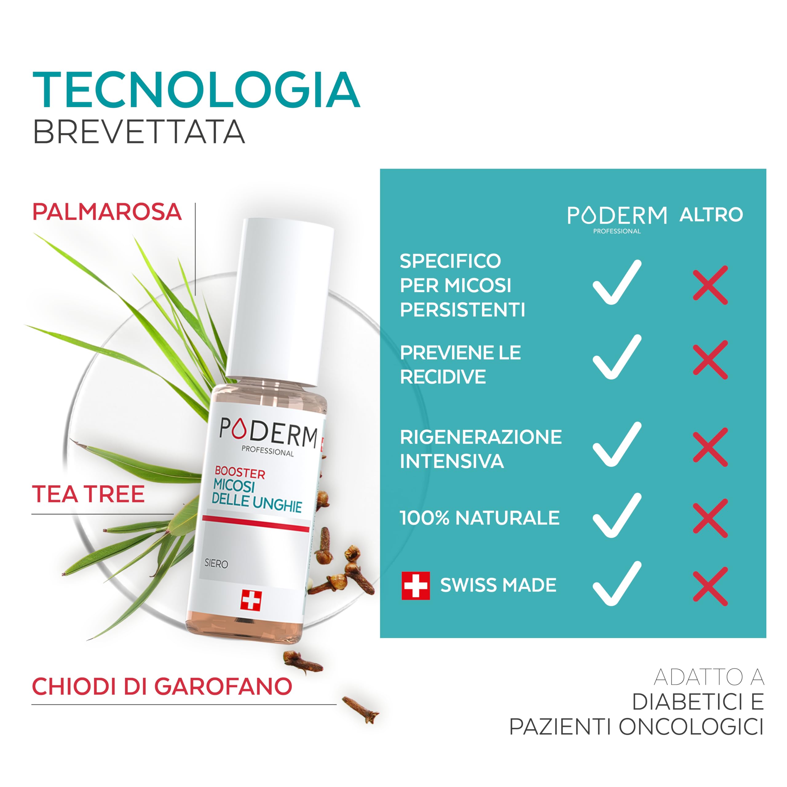 PODERM MICOSI UNGHIA PIEDE COMPLEMENT BOOSTER -Trattamento micosi unghie piedi – Dimezza durata trattamento – Non utilizzare solo – Prodotto in Svizzera