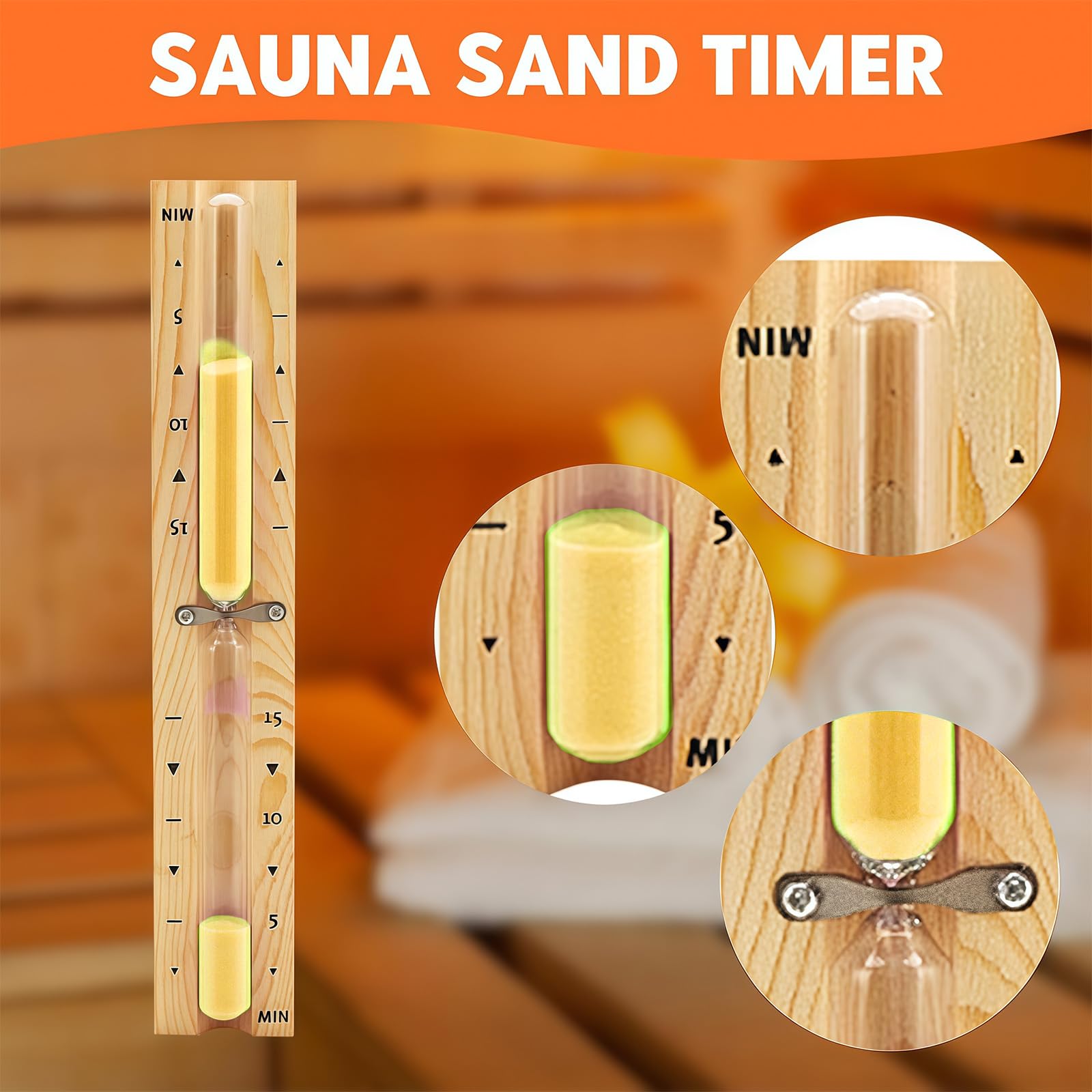 Juego de cubos para sauna (4 litros), cubo de sauna con paleta, cubo de sauna de madera con cucharón, reloj de arena, termo, higrómetro, cubo de sauna resistente al calor, 4 l, incluye inserto
