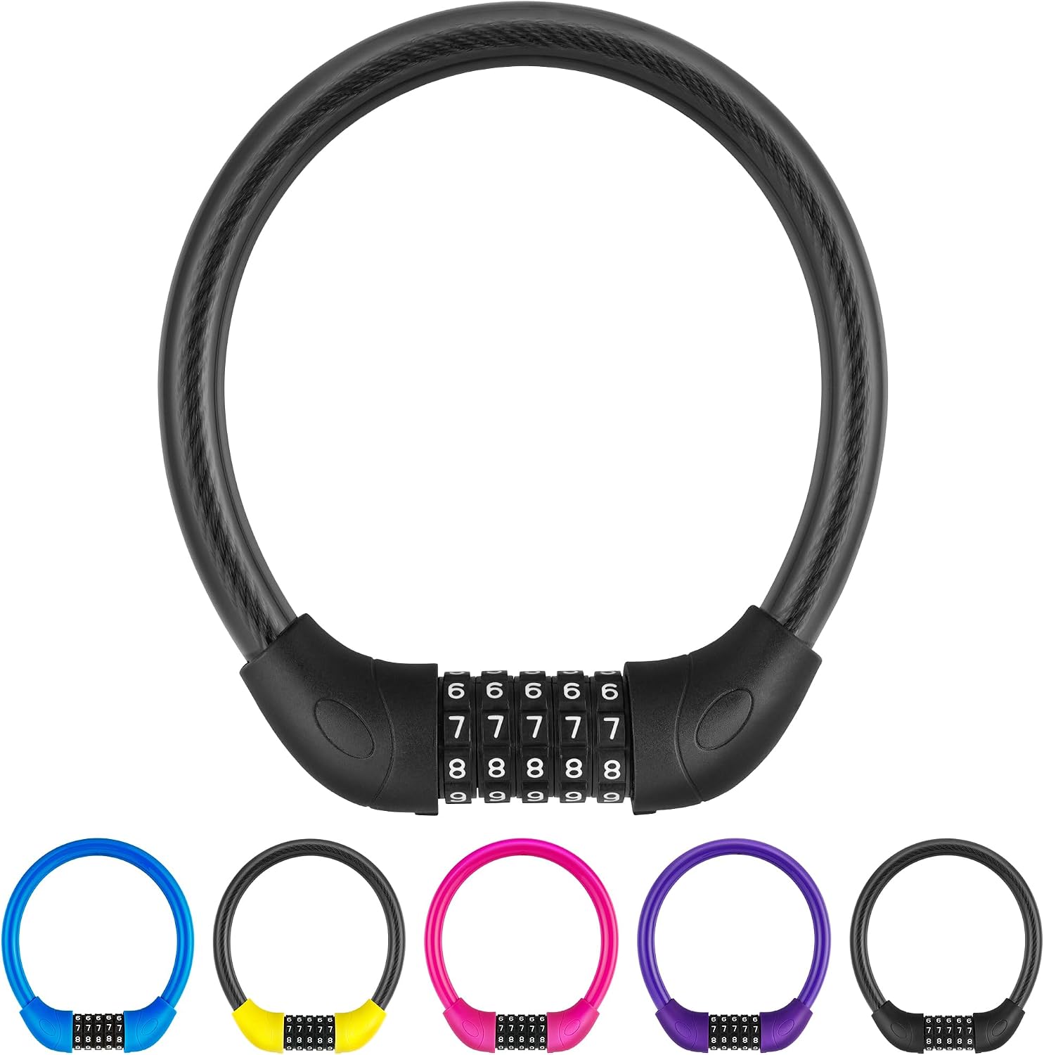 Candado de cable para bicicleta con combinación 5 dígitos