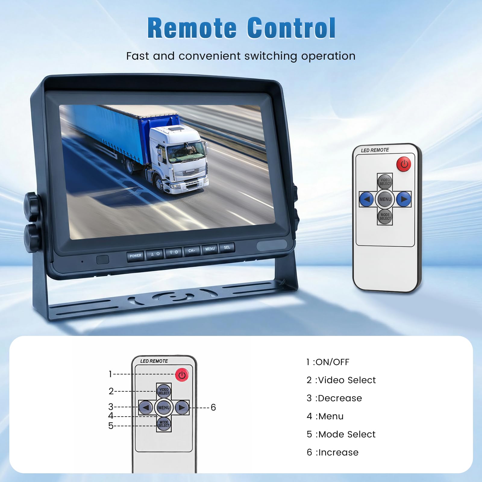 Kamera cofania do samochodu z 8-calowym monitorem LCD, dwie kamery AHD-1080p, wodoszczelność IP69, super noktowizor, kabel do kamery cofania do kampera/ciężarówki, przyczepy, autobusu/vanów, z