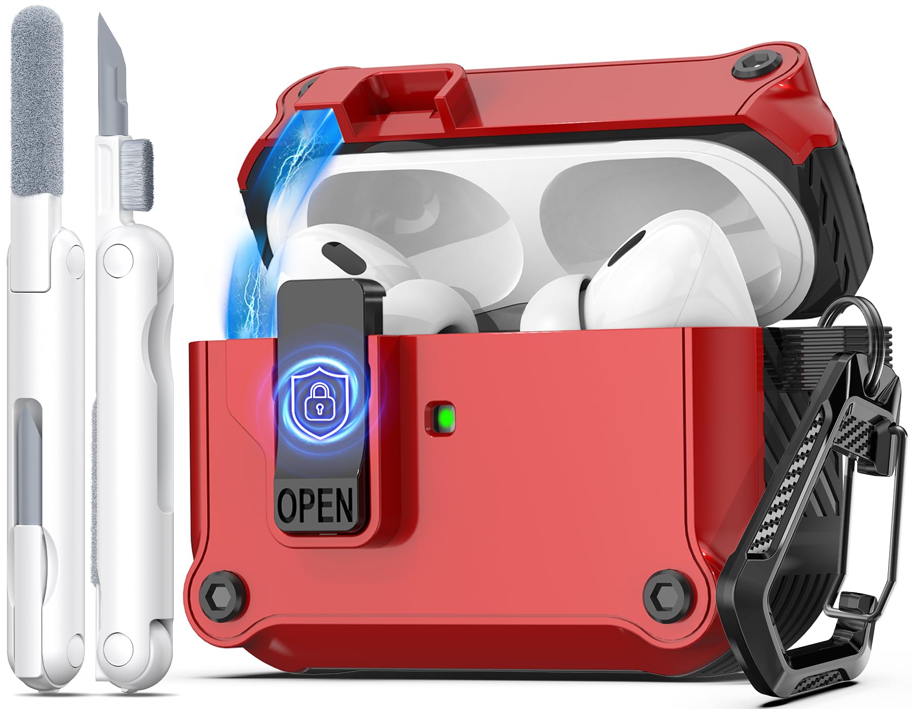 R-fun Compatible with AirPods Pro 2nd Generation 2023(USB-C),2022(Lightning Cable),1st Gen 2019 Charging Case, Full Drop Protection Auto Pop-Up Lid