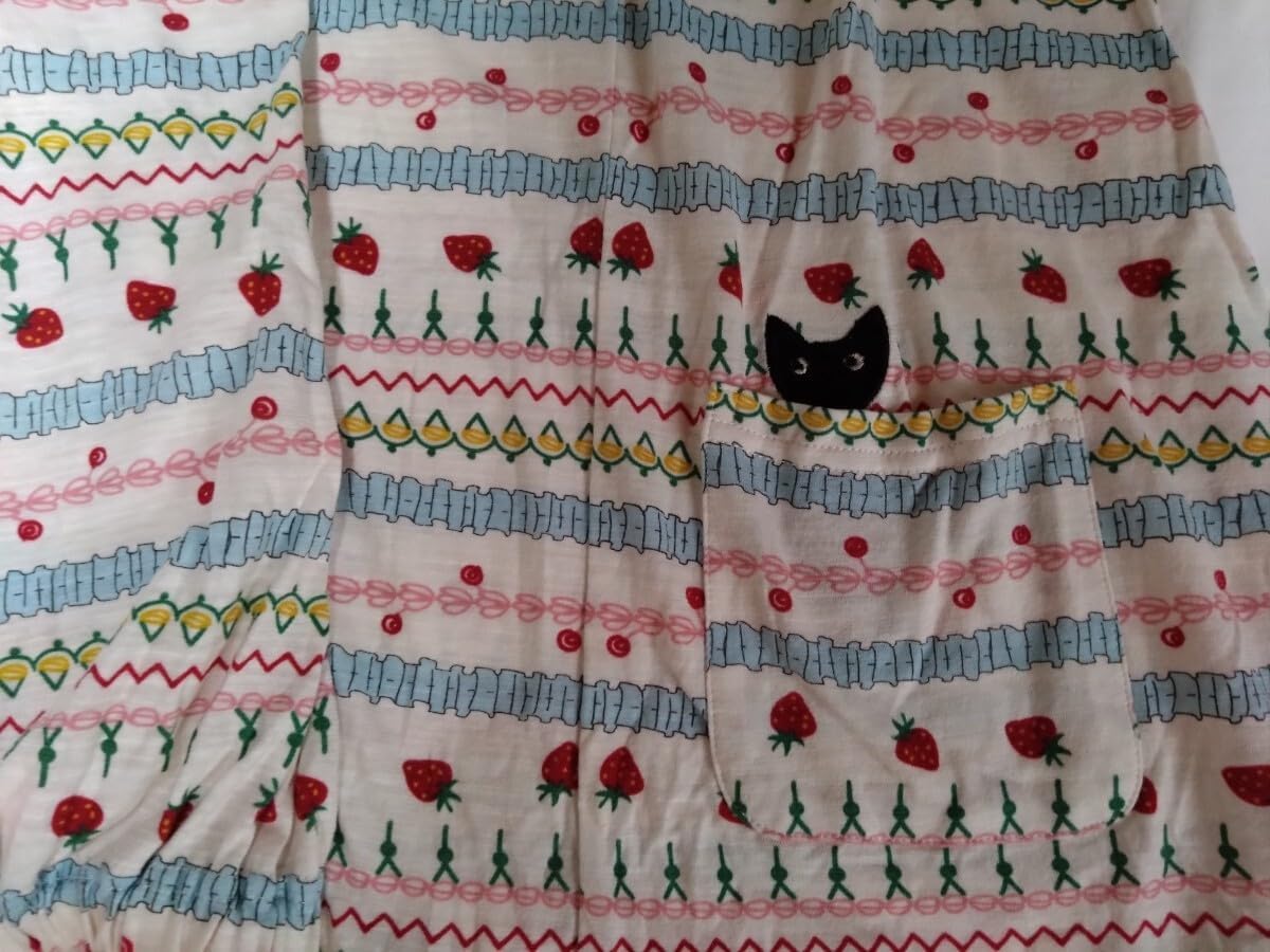 マタノアツコ いちご柄 パジャマ Mサイズ 黒猫 MEME ナイトウエア