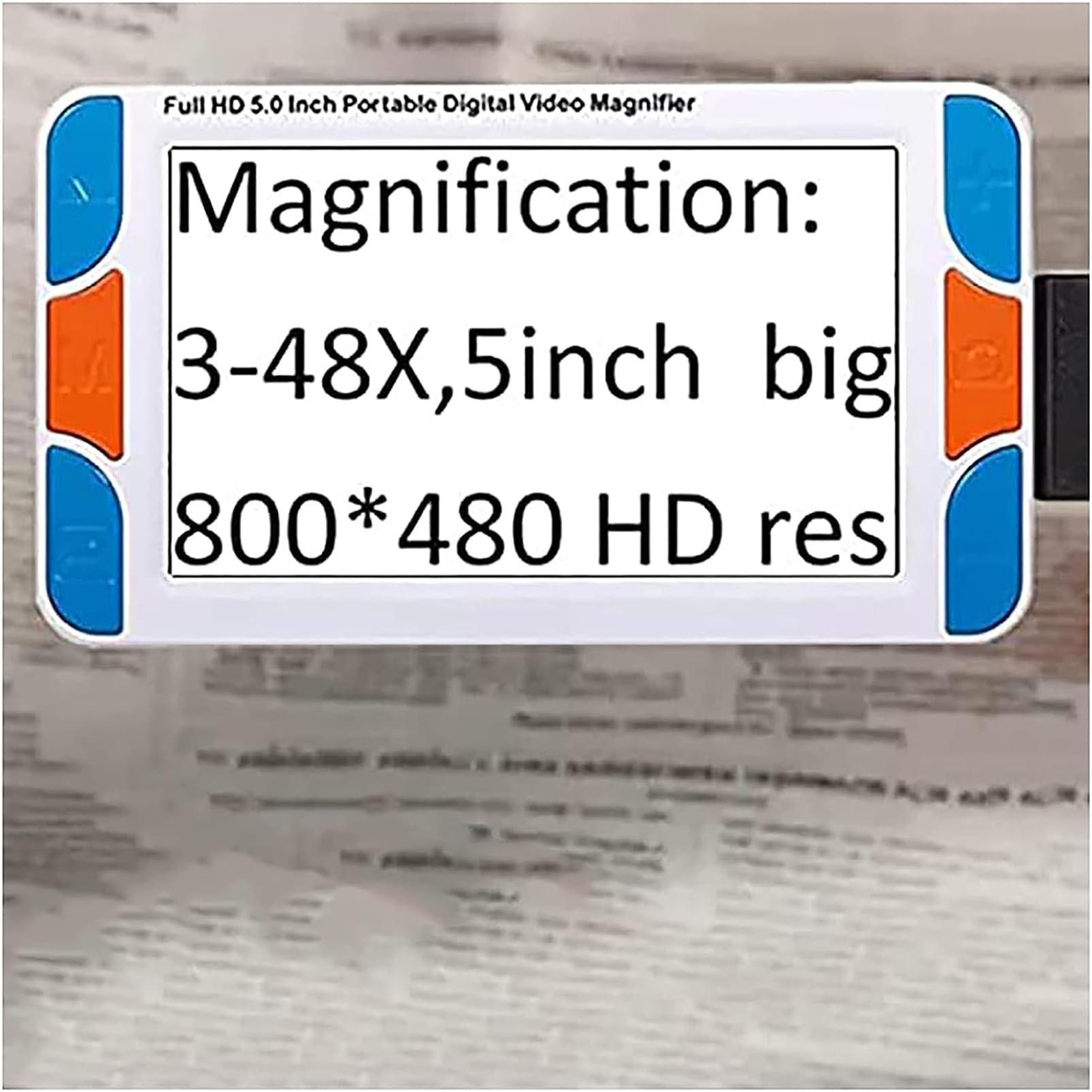 Lente di ingrandimento video portatile per ipovisione con LCD da 5 pollici, zoom 3x-48x, 26 modalità di colore, aiuto elettronico per la lettura per anziani, disabilità visive