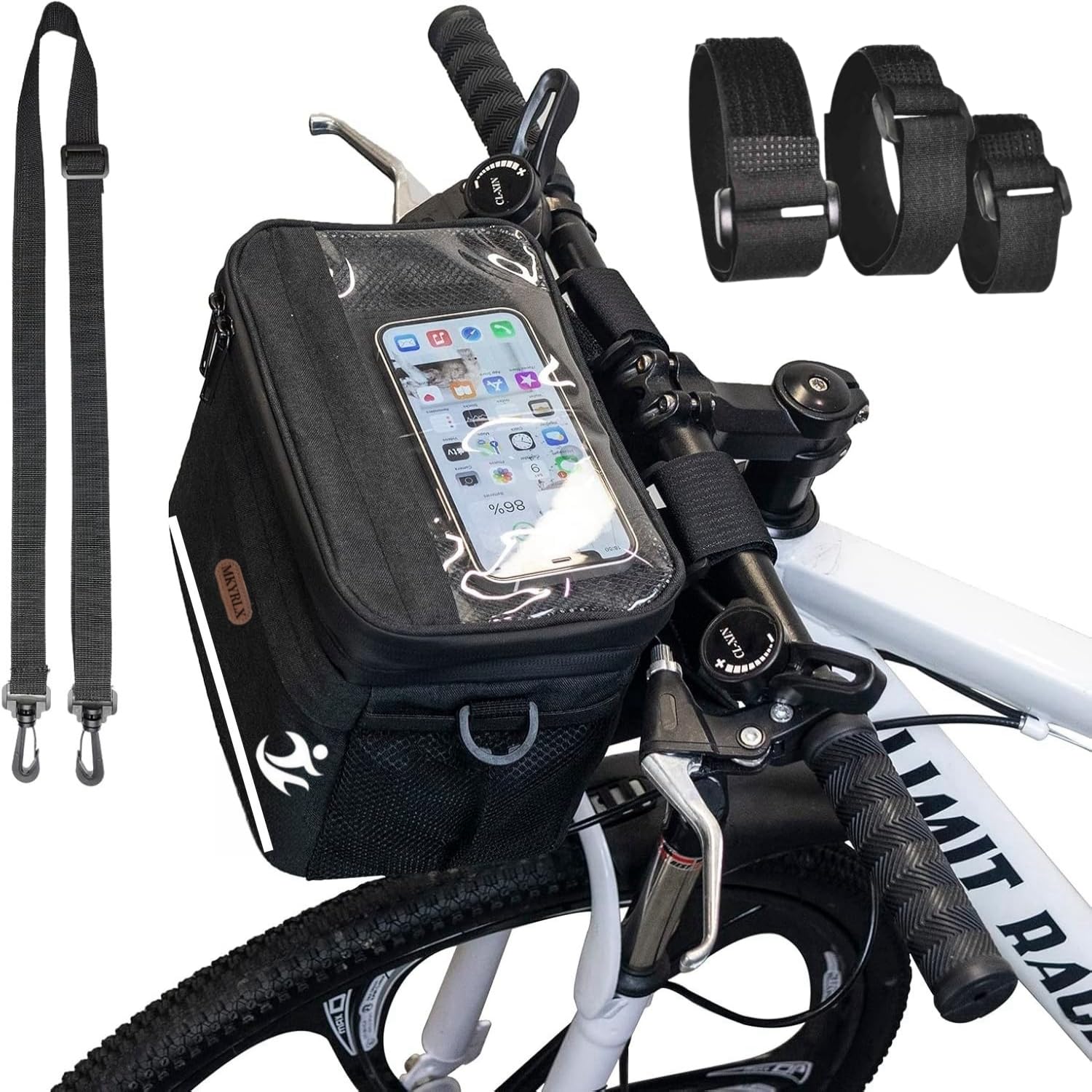 Bolsa Manillar Bicicleta, Bolsa Bicicleta Manillar Impermeable Para Ciclismo Con Pantalla Táctil, Bolsa Bicicleta para Manillar de Gran Capacidad con Correa para el Hombro, para MTB